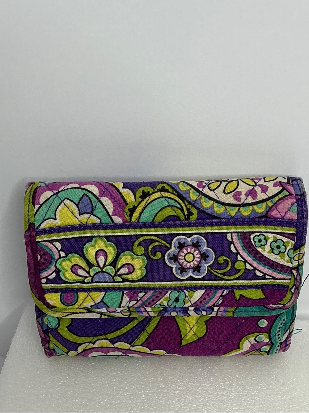 Vera Bradley Purple Paisley Quilted Fold-Over Wallet